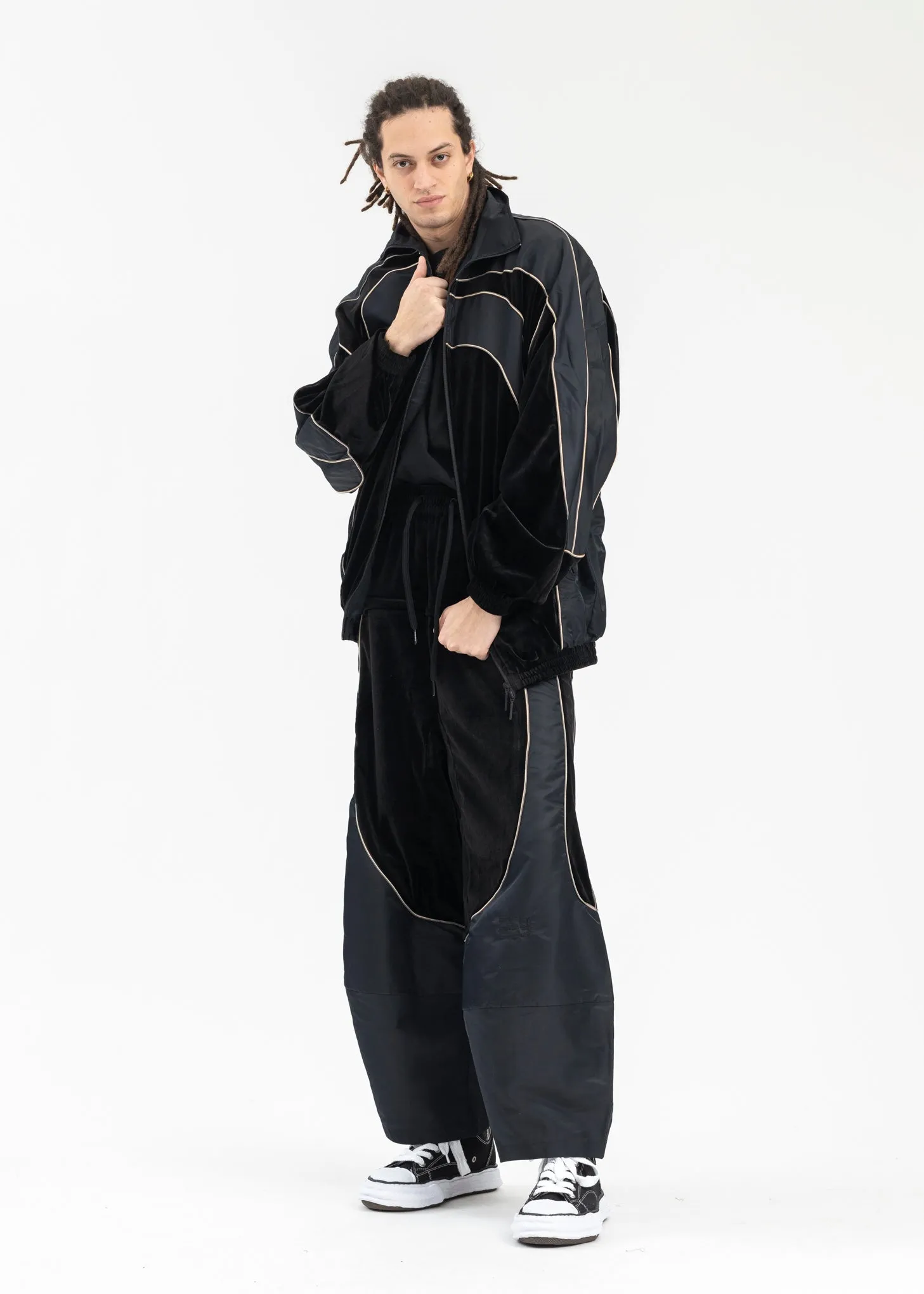 EUPHORIC BLACK EIGHTH WIDE TRACK TROUSERS