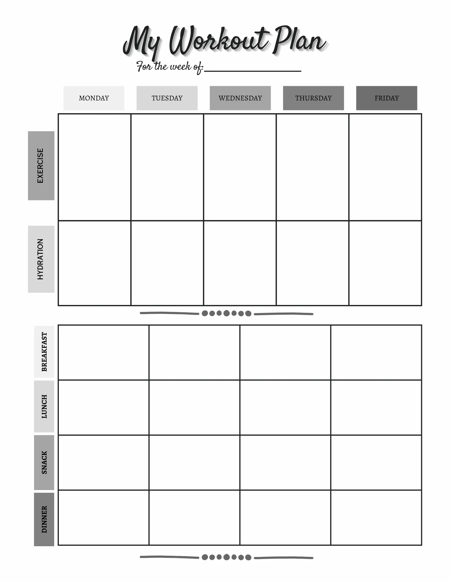 Exercise log & Meal Planning set