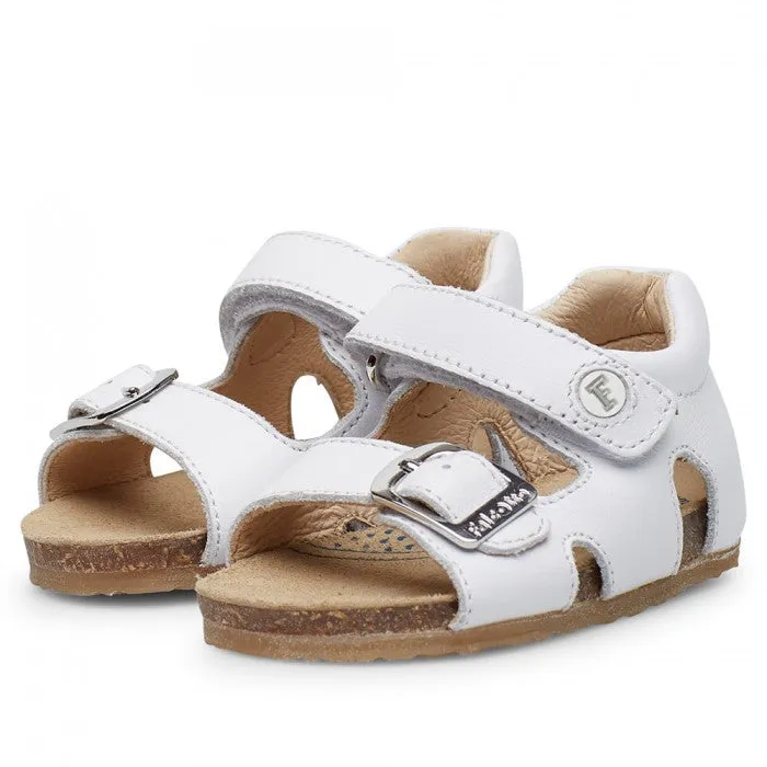 Falcotto Unisex Baby White Leather Bea Sandals
