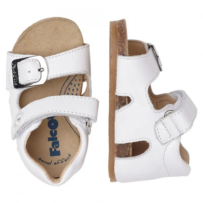 Falcotto Unisex Baby White Leather Bea Sandals