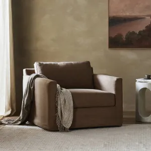 Four Hands Hampton Slipcover Swivel Chair in Antwerp Cafe