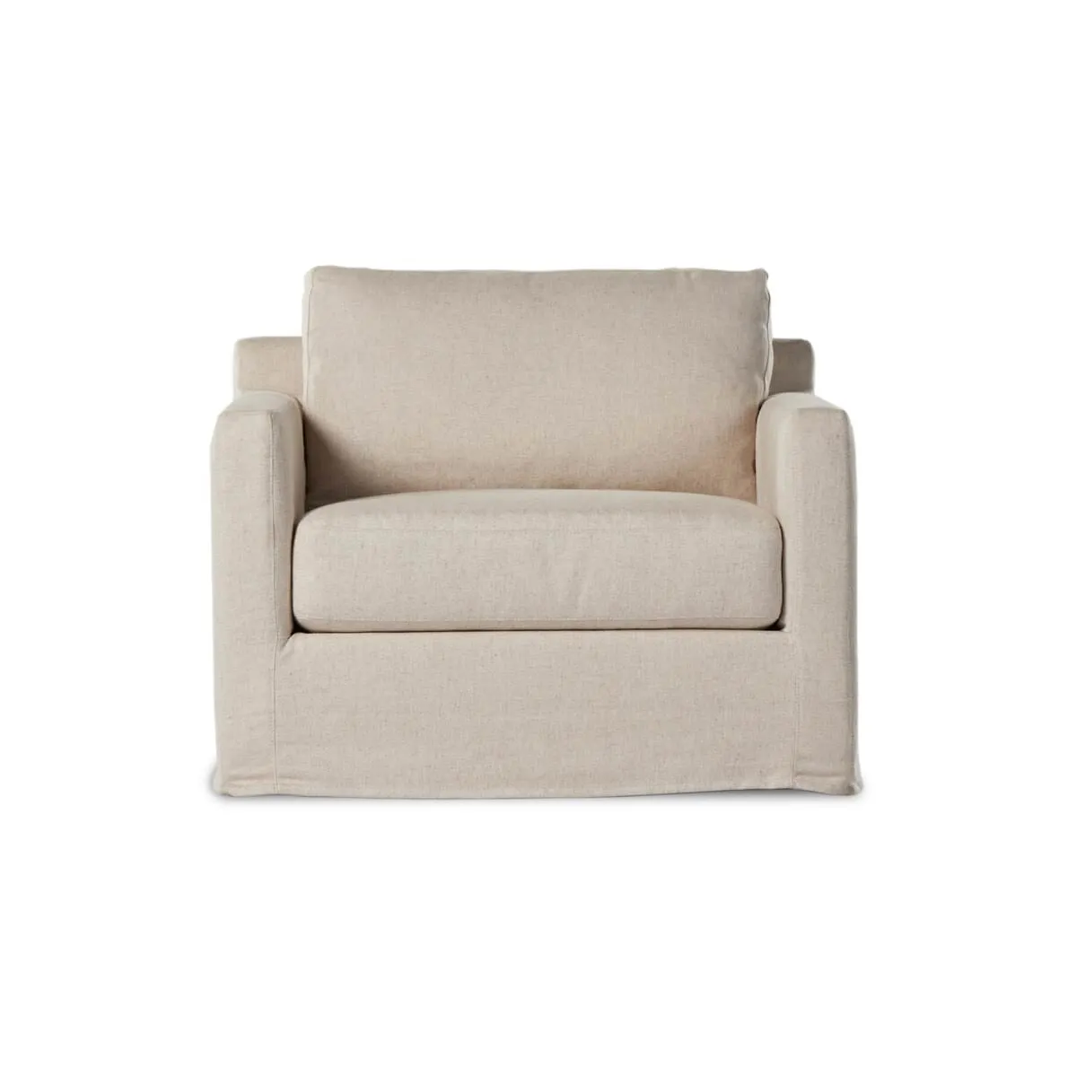 Four Hands Hampton Slipcovered Swivel Chair in Evere Creme