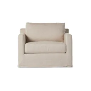 Four Hands Hampton Slipcovered Swivel Chair in Evere Creme