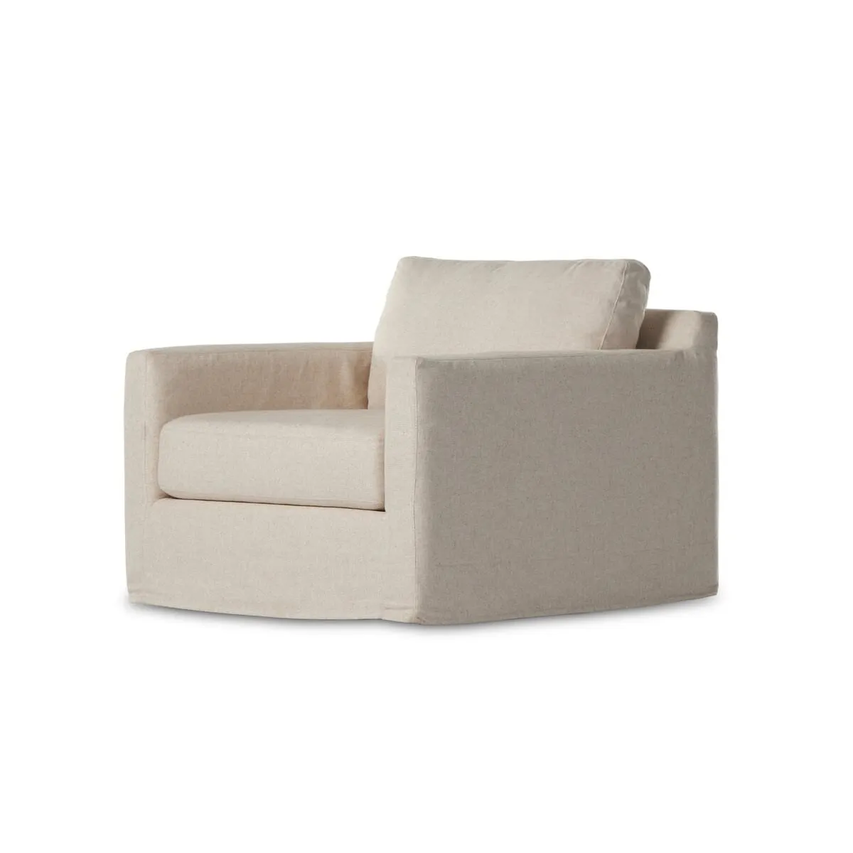 Four Hands Hampton Slipcovered Swivel Chair in Evere Creme