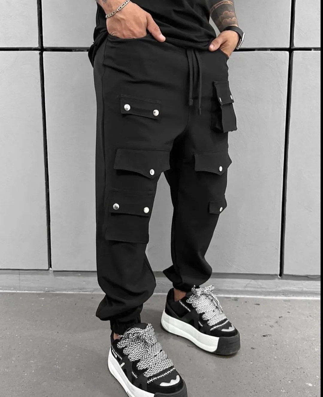 Funky Multi Flap Pocket With Snap Button Design Track pant