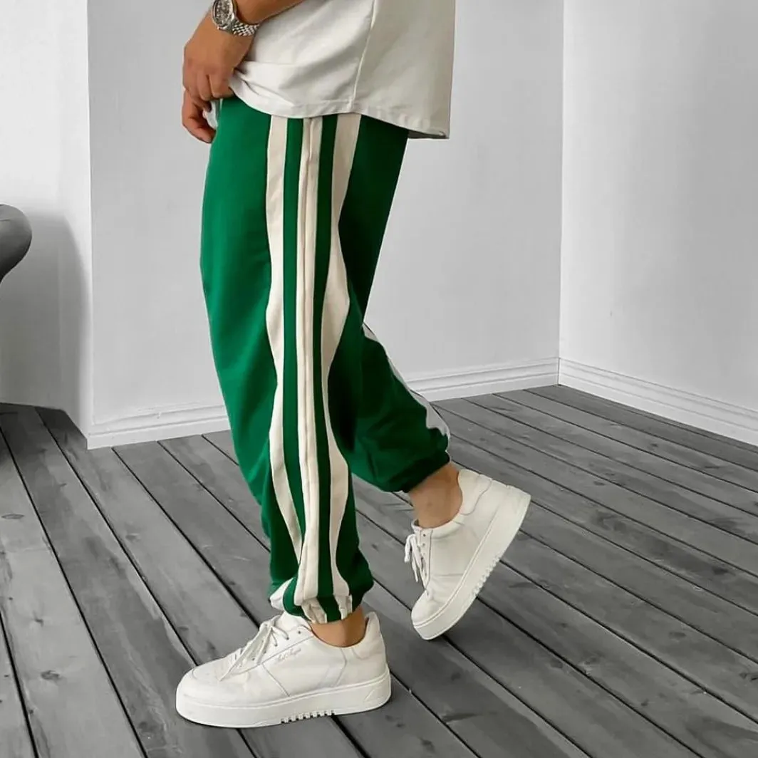 Green Striped Casual Wear Track