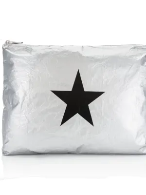 Hi Love Travel JUMBO Pouch in Silver with Black Star