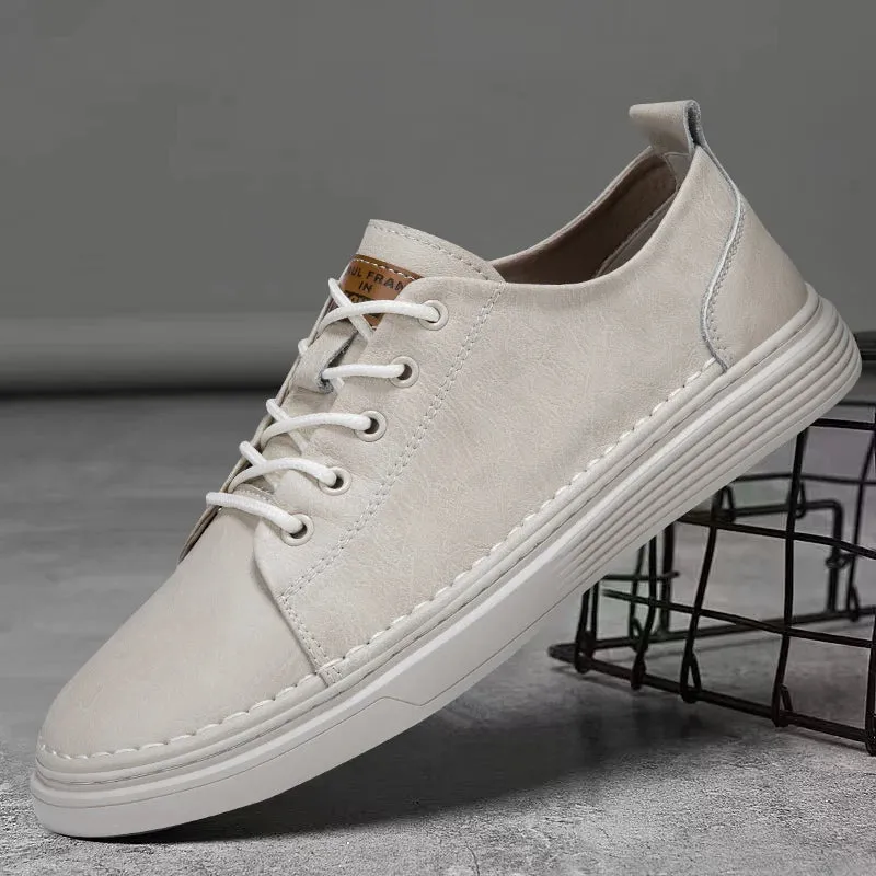 Hnzxzm Summer breathable Genuine Leather Casual Shoes Men's handmade Quality Male white Oxford Shoes Jogging Shoes