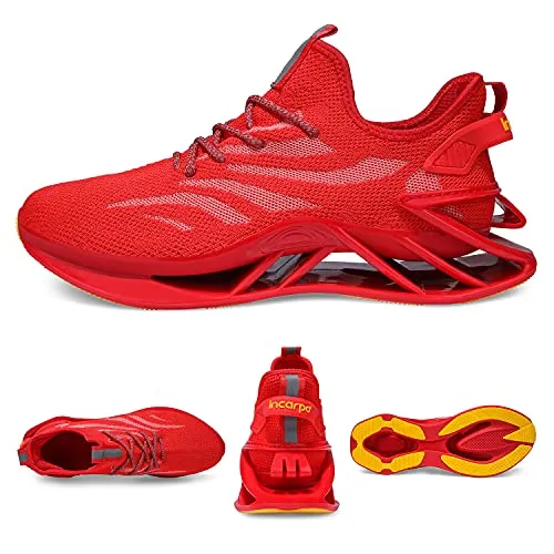 incarpo Men's Comfortable Trail Running Walking Shoes Athletic Non-Slip Blade Shoes Fashion Sneakers 903-Red-46