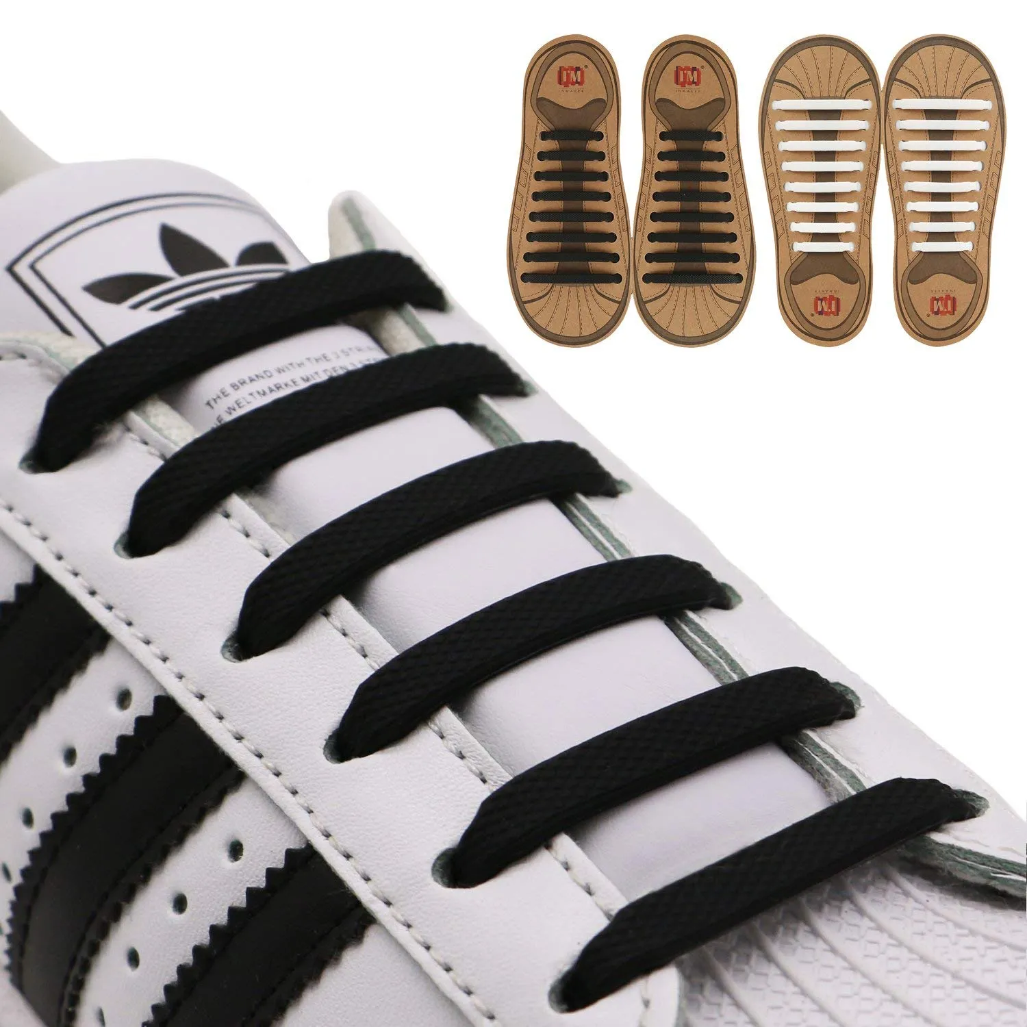 INMAKER No Tie Shoelaces for Kids and Adults, 2 Pack Elastic Sneakers Shoe Laces
