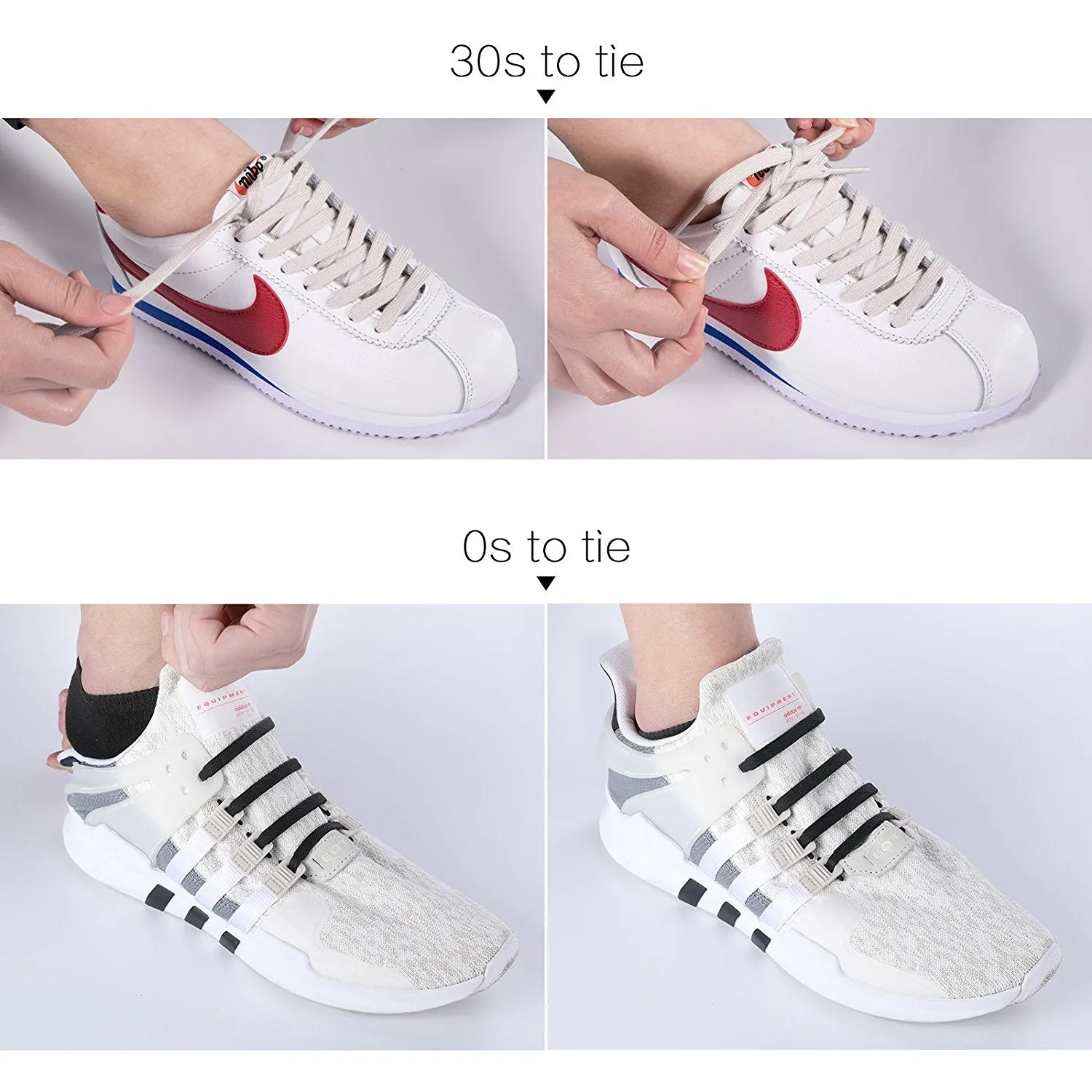 INMAKER No Tie Shoelaces for Kids and Adults, 2 Pack Elastic Sneakers Shoe Laces