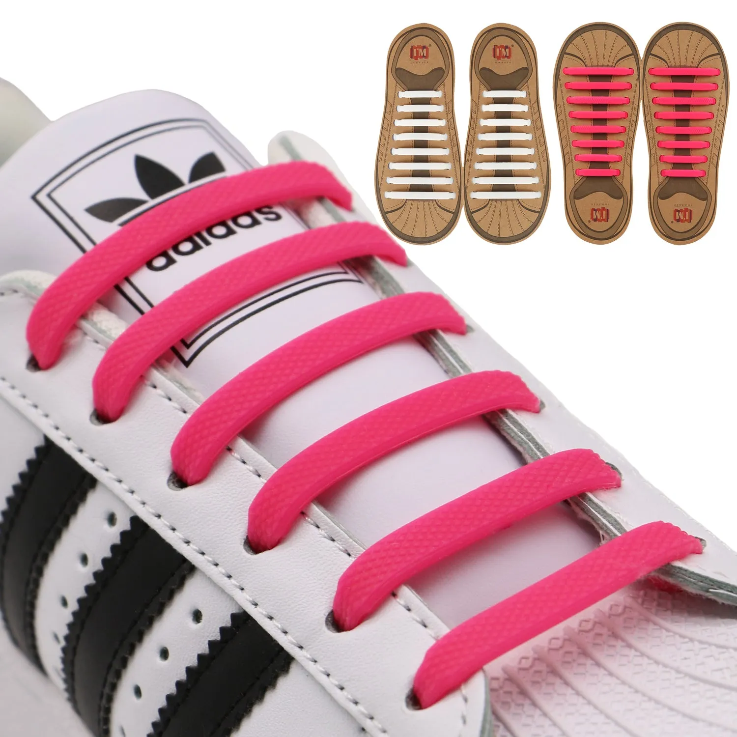 INMAKER No Tie Shoelaces for Kids and Adults, 2 Pack Elastic Sneakers Shoe Laces