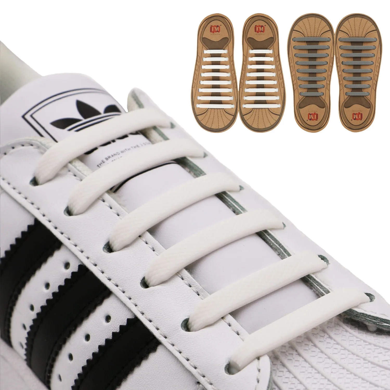 INMAKER No Tie Shoelaces for Kids and Adults, 2 Pack Elastic Sneakers Shoe Laces