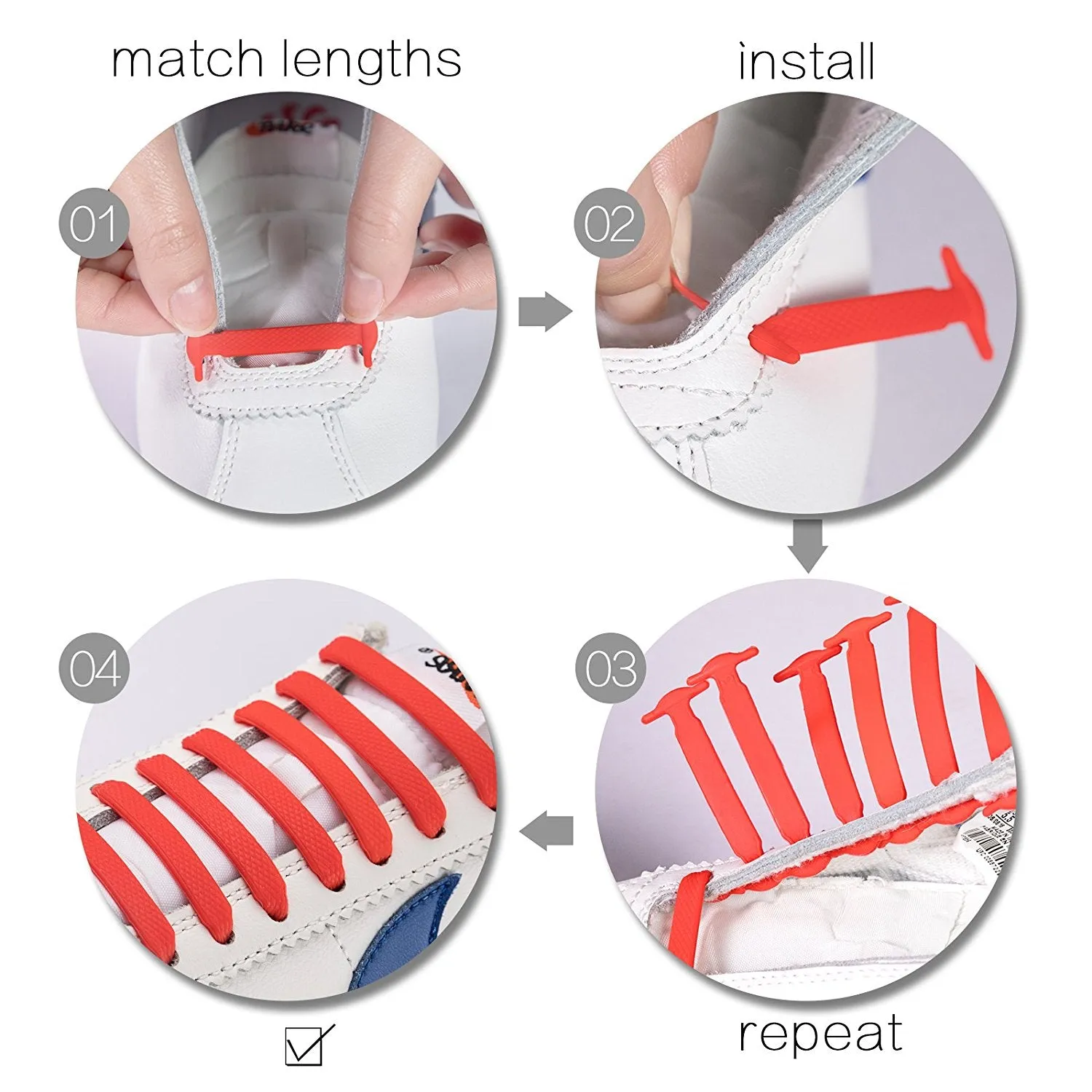 INMAKER No Tie Shoelaces for Kids and Adults, 2 Pack Elastic Sneakers Shoe Laces