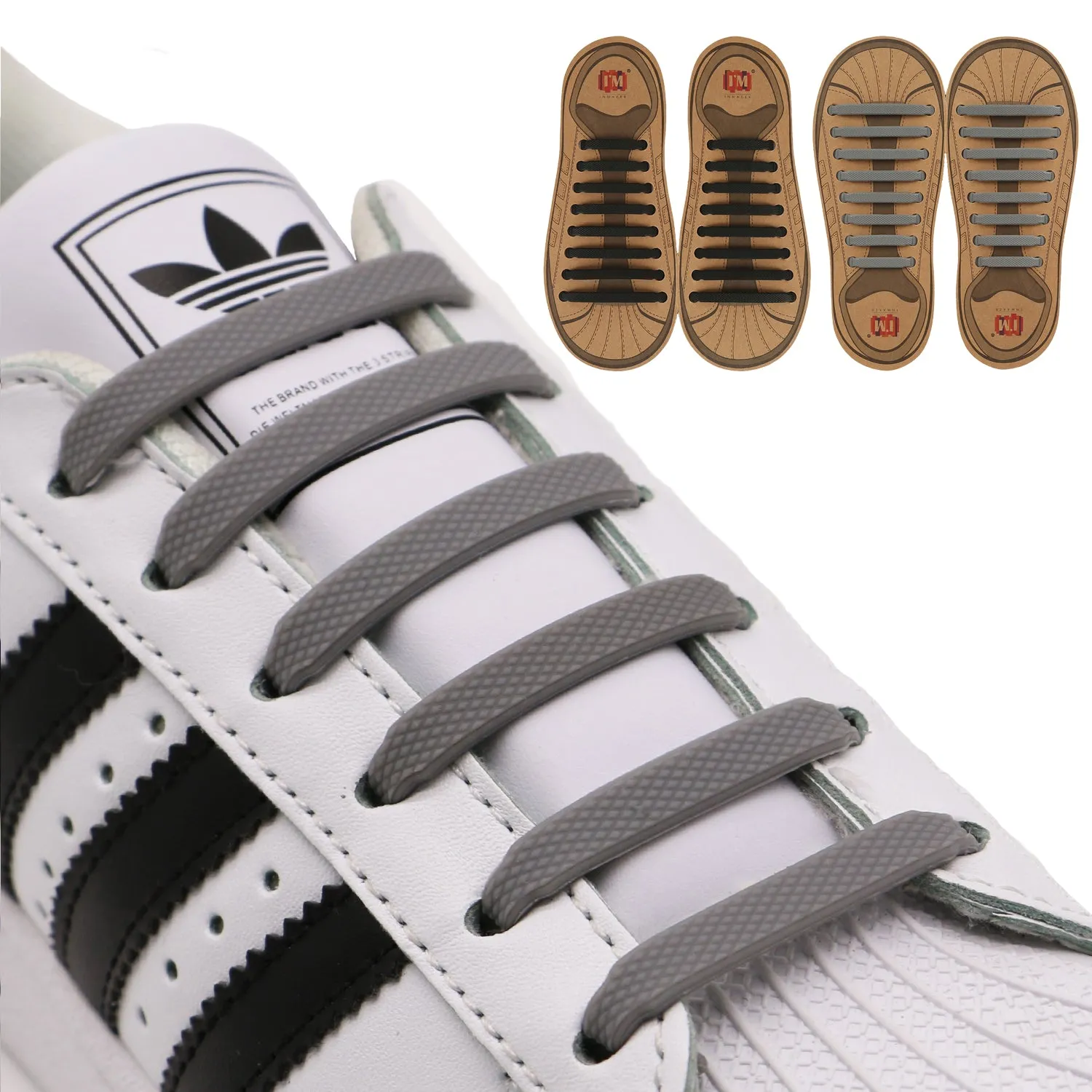 INMAKER No Tie Shoelaces for Kids and Adults, 2 Pack Elastic Sneakers Shoe Laces