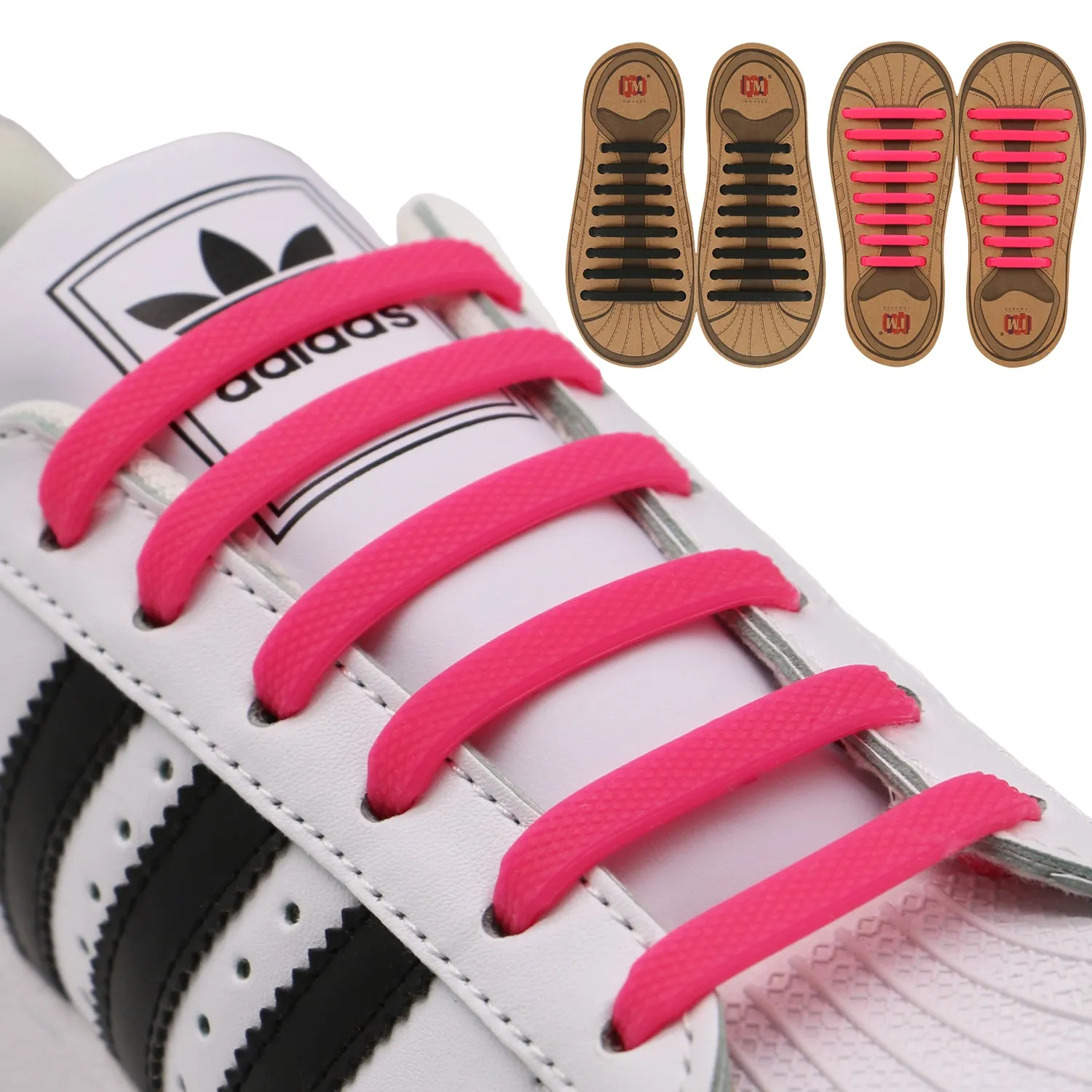 INMAKER No Tie Shoelaces for Kids and Adults, 2 Pack Elastic Sneakers Shoe Laces