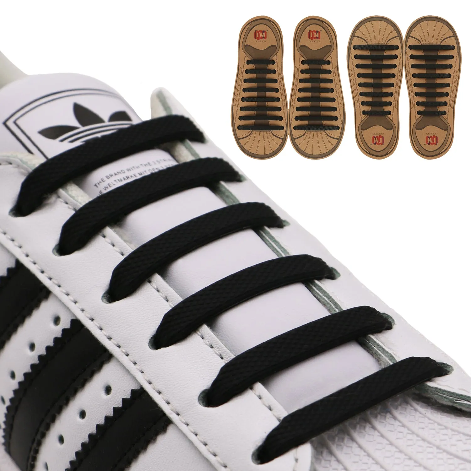 INMAKER No Tie Shoelaces for Kids and Adults, 2 Pack Elastic Sneakers Shoe Laces