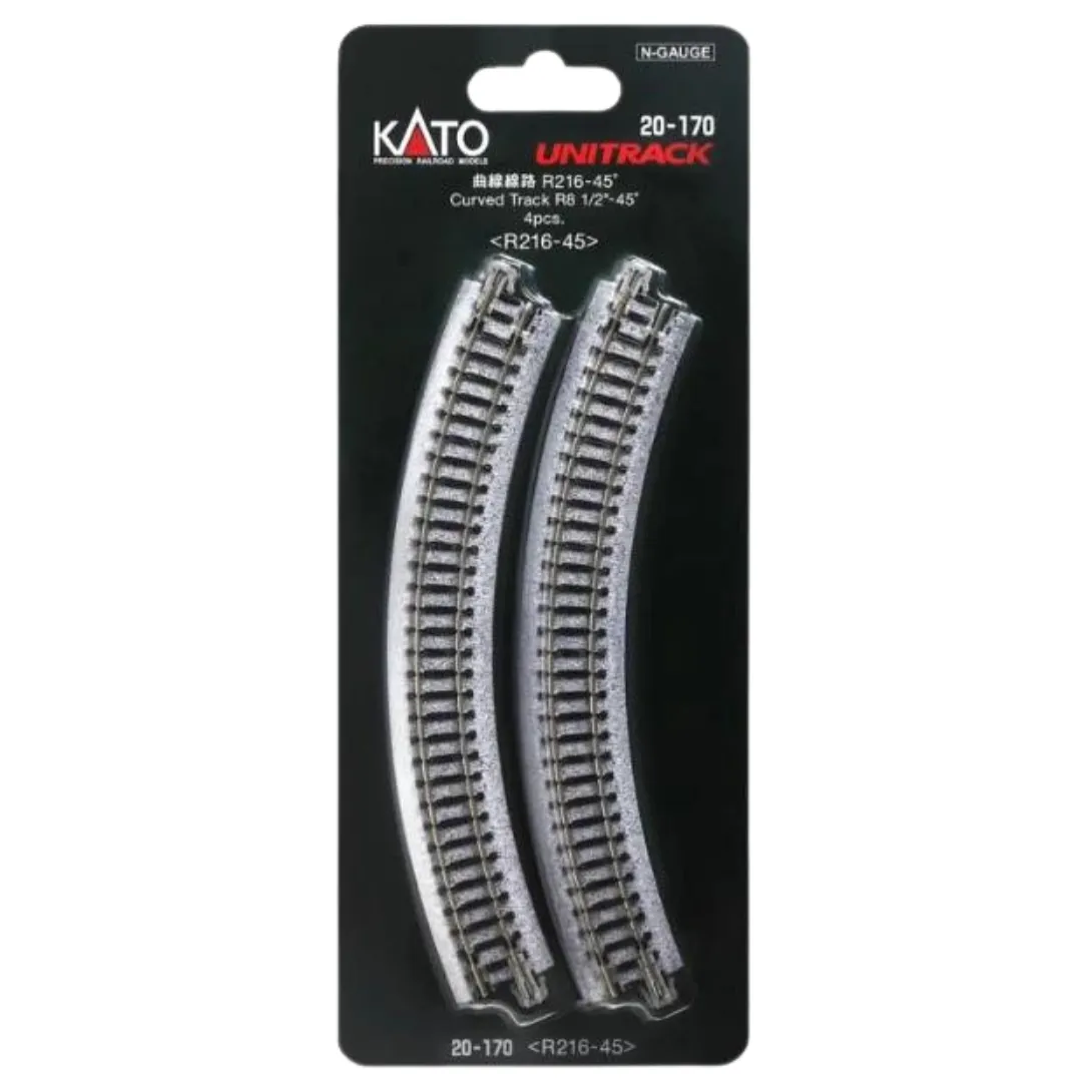 KATO - 20-170 - Curved Track (216mm Radius x 4) 45 Degree - N Gauge