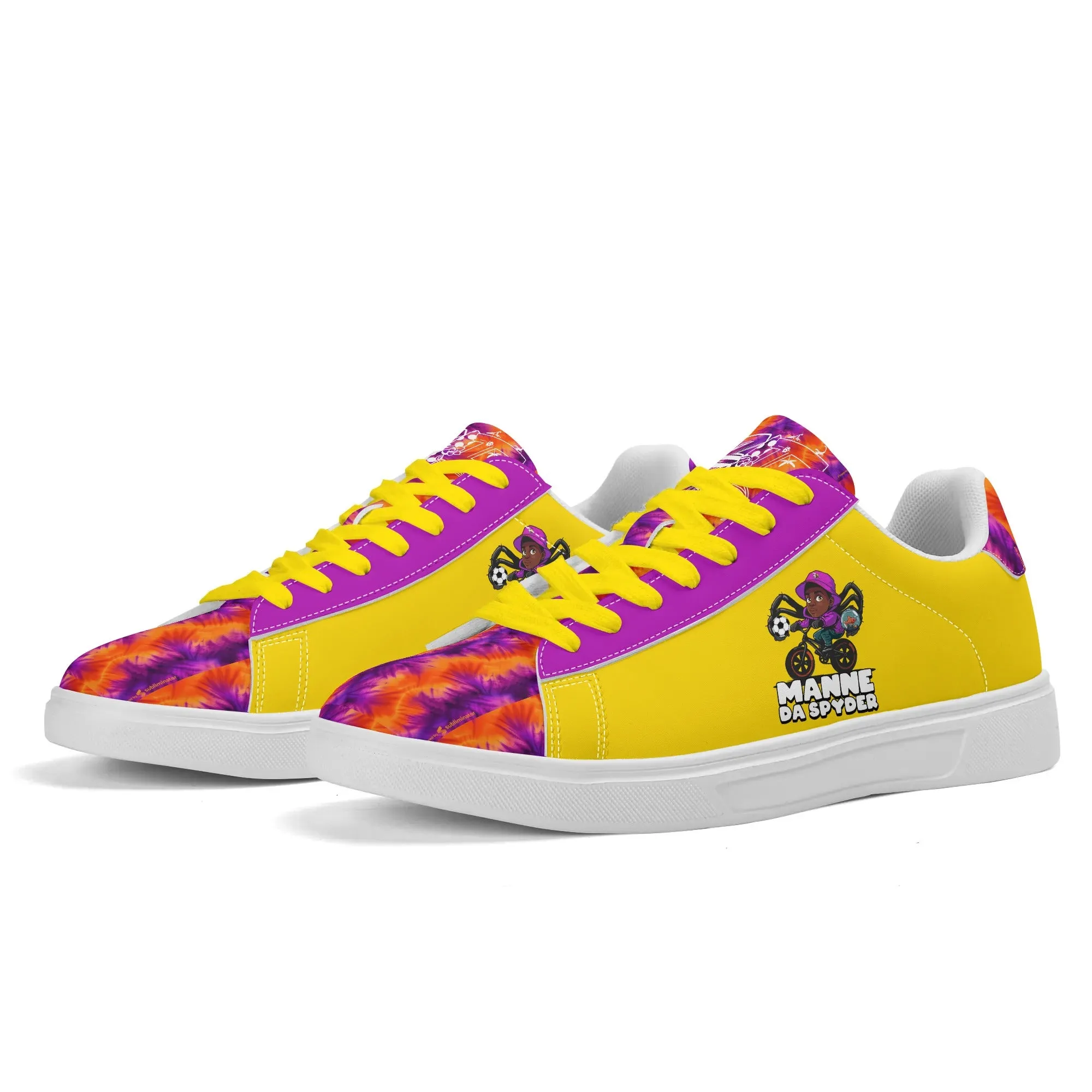 Manne The Spyder Adult Lightweight Brand Low Top Leather Skateboard Shoes WIth Personalized Logo /Name