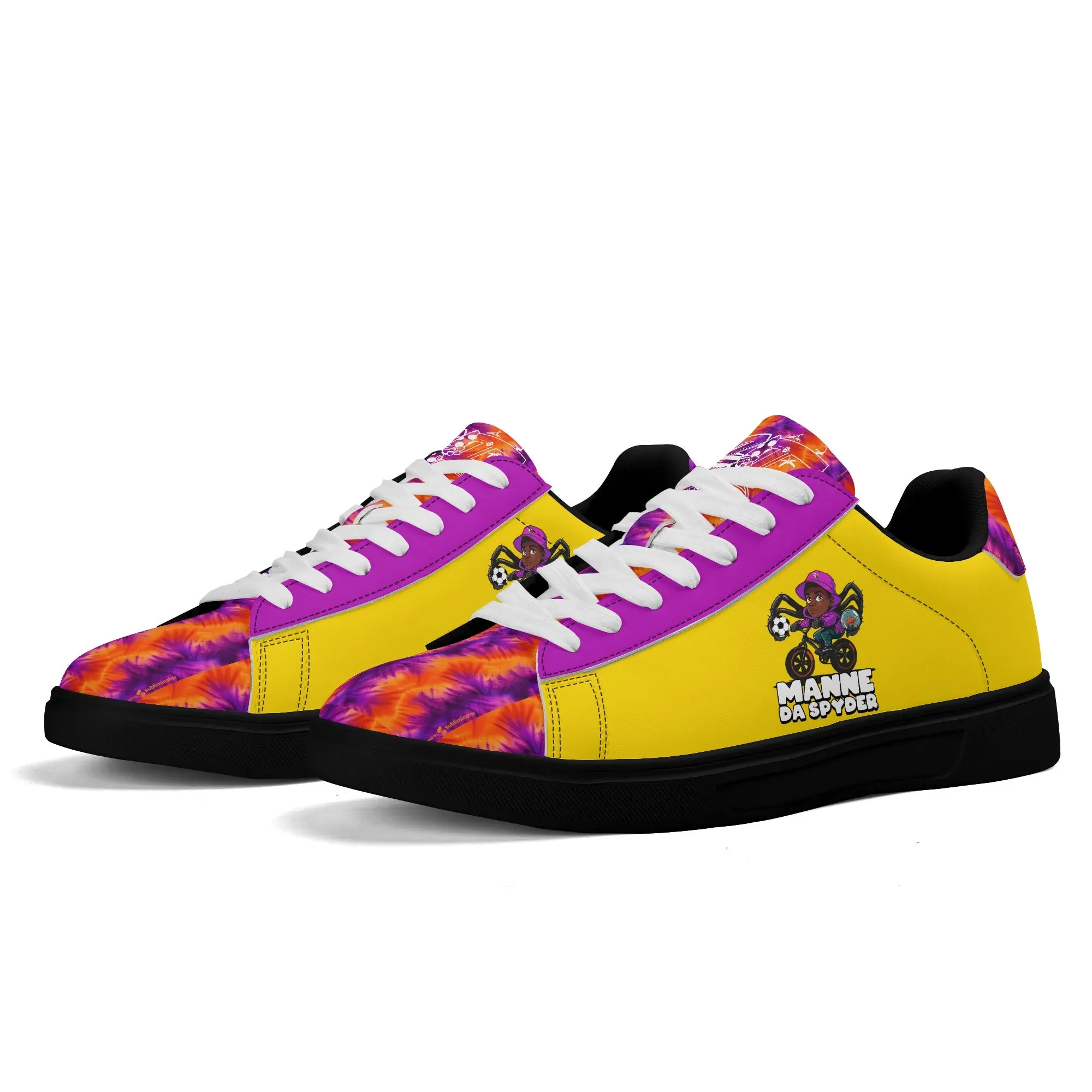 Manne The Spyder Adult Lightweight Brand Low Top Leather Skateboard Shoes WIth Personalized Logo /Name