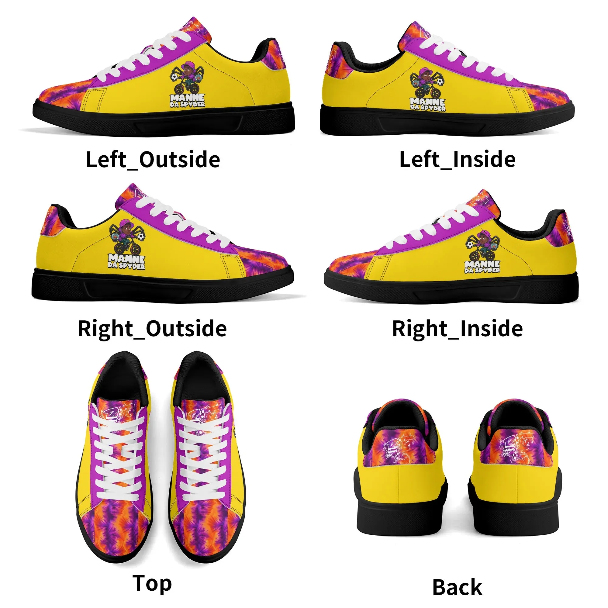 Manne The Spyder Adult Lightweight Brand Low Top Leather Skateboard Shoes WIth Personalized Logo /Name