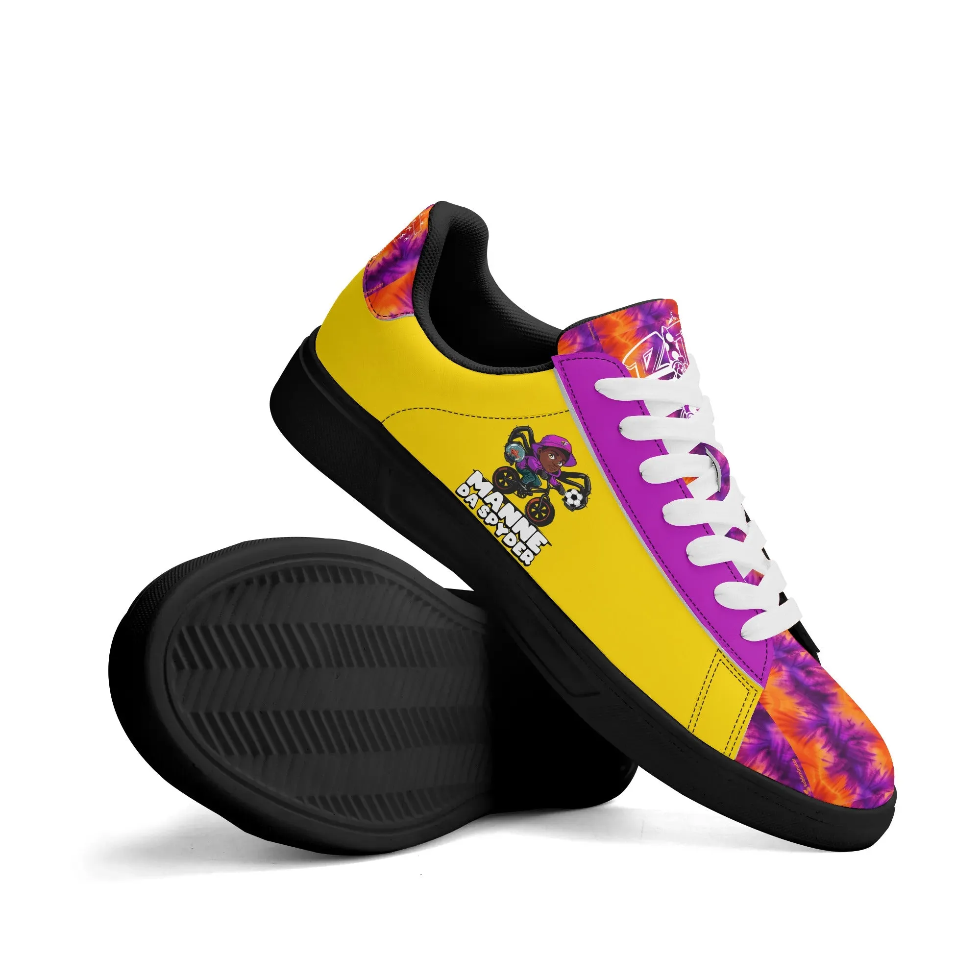 Manne The Spyder Adult Lightweight Brand Low Top Leather Skateboard Shoes WIth Personalized Logo /Name