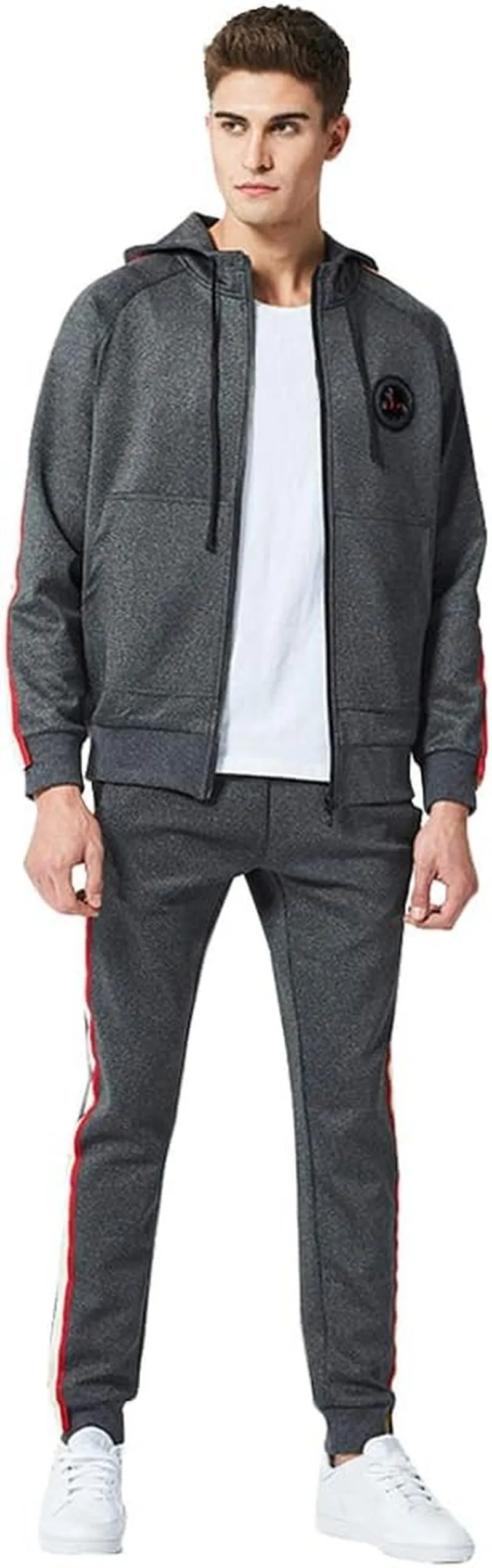 Men'S Casual Tracksuit Set Long Sleeve Full-Zip Running Jogging Athletic Sweat Suits