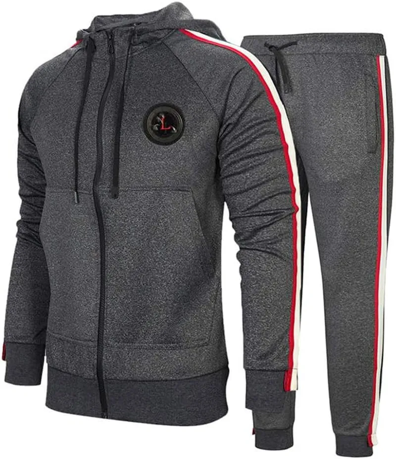 Men'S Casual Tracksuit Set Long Sleeve Full-Zip Running Jogging Athletic Sweat Suits