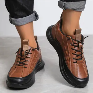 Men's Lace Up Non Slip Leather Outdoor Fashion Sneaker
