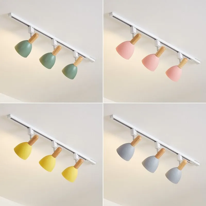 Nordic Wooden LED Track Light - 15W Spotlight