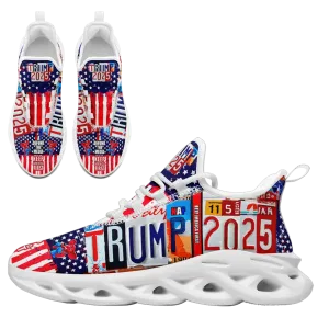 Personalized Trump 2025 Sneakers, Custom Breathable Walking Shoes, Patriotic Running Shoes