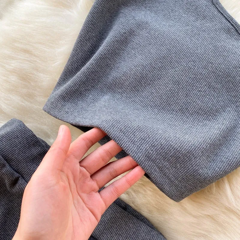 Plain One Drawstring Two Piece Set