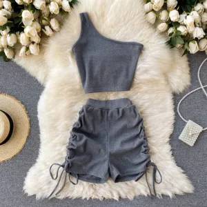 Plain One Drawstring Two Piece Set