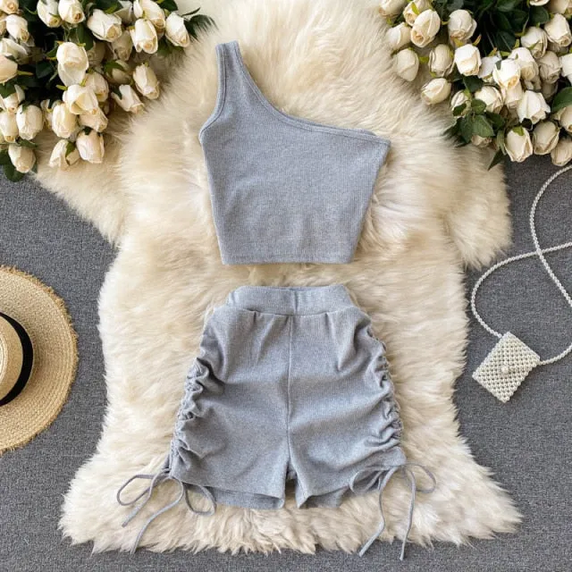 Plain One Drawstring Two Piece Set