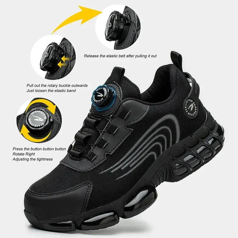 Quick-Lace Steel Toe Safety Sneakers – Lightweight, Slip-Resistant Work Shoes