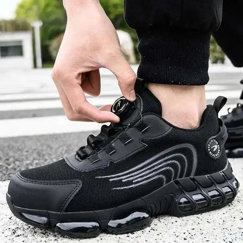 Quick-Lace Steel Toe Safety Sneakers – Lightweight, Slip-Resistant Work Shoes