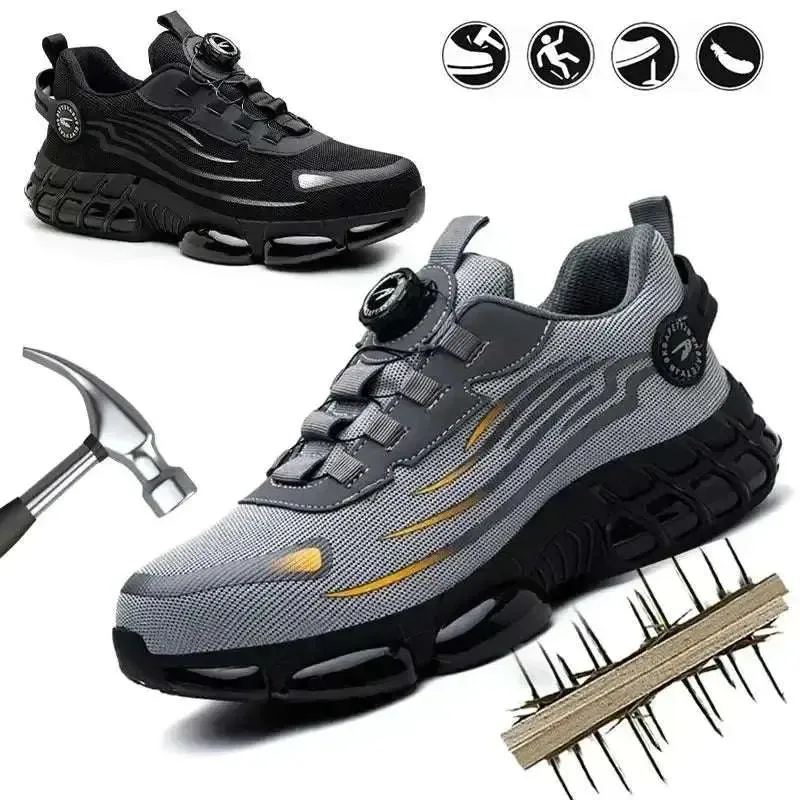 Quick-Lace Steel Toe Safety Sneakers – Lightweight, Slip-Resistant Work Shoes