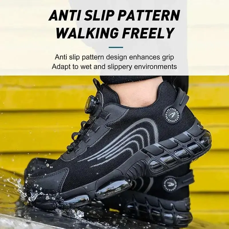 Quick-Lace Steel Toe Safety Sneakers – Lightweight, Slip-Resistant Work Shoes