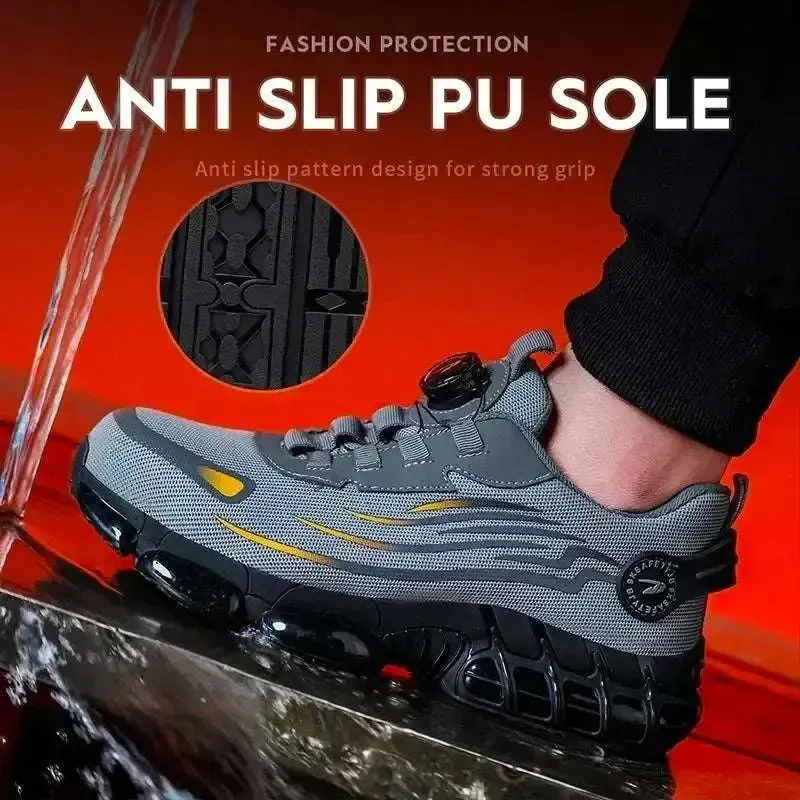 Quick-Lace Steel Toe Safety Sneakers – Lightweight, Slip-Resistant Work Shoes