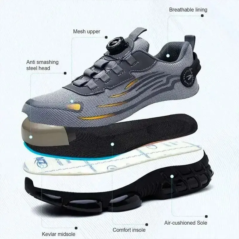 Quick-Lace Steel Toe Safety Sneakers – Lightweight, Slip-Resistant Work Shoes