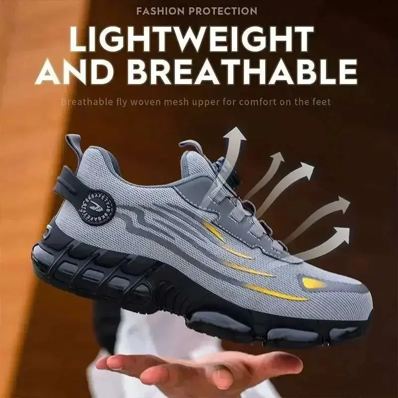 Quick-Lace Steel Toe Safety Sneakers – Lightweight, Slip-Resistant Work Shoes