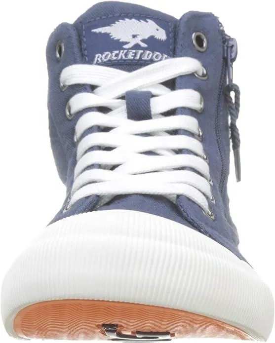 Rocket Dog Jazzin Hi Canvas Navy White Cotton Female Lace Ladies Shoes