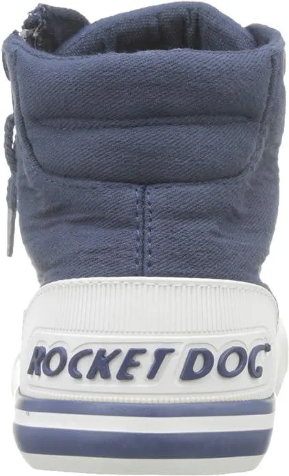 Rocket Dog Jazzin Hi Canvas Navy White Cotton Female Lace Ladies Shoes