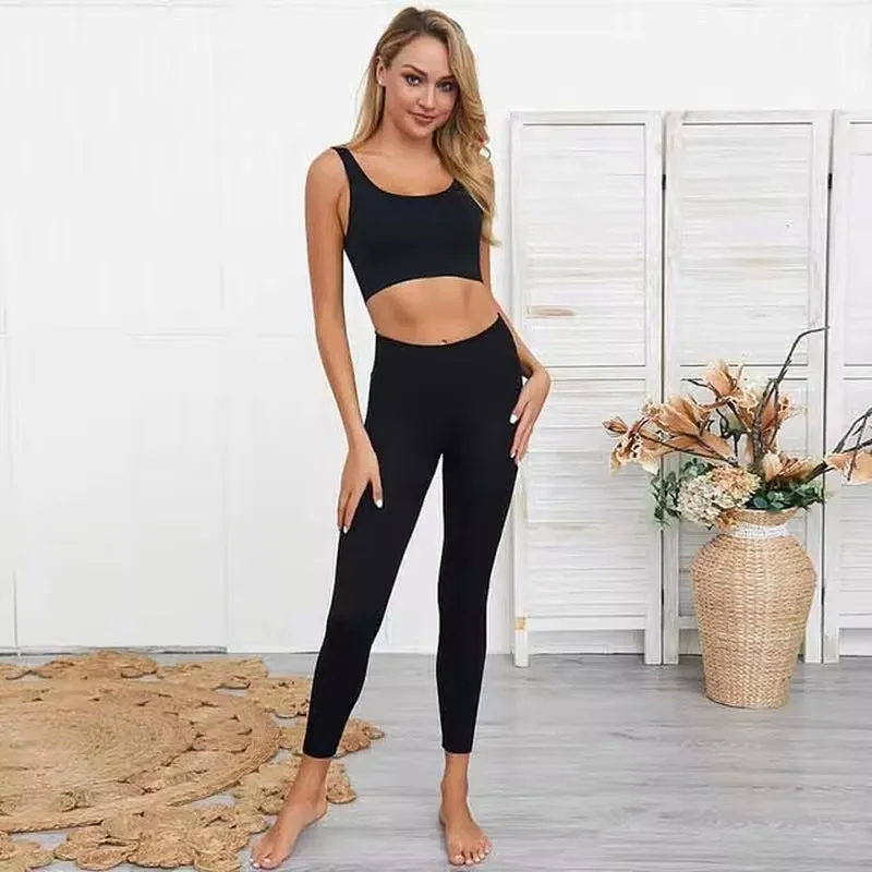 Seamless Hyperflex Women's Athletic Workout Set: Long Sleeve Crop Top and High Waist Leggings (2 Pieces)