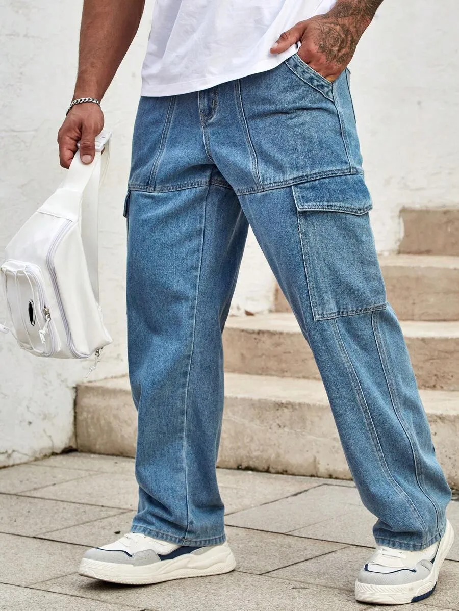 Sky Blue Side Pocket Cargo Jeans – Trendy & Functional