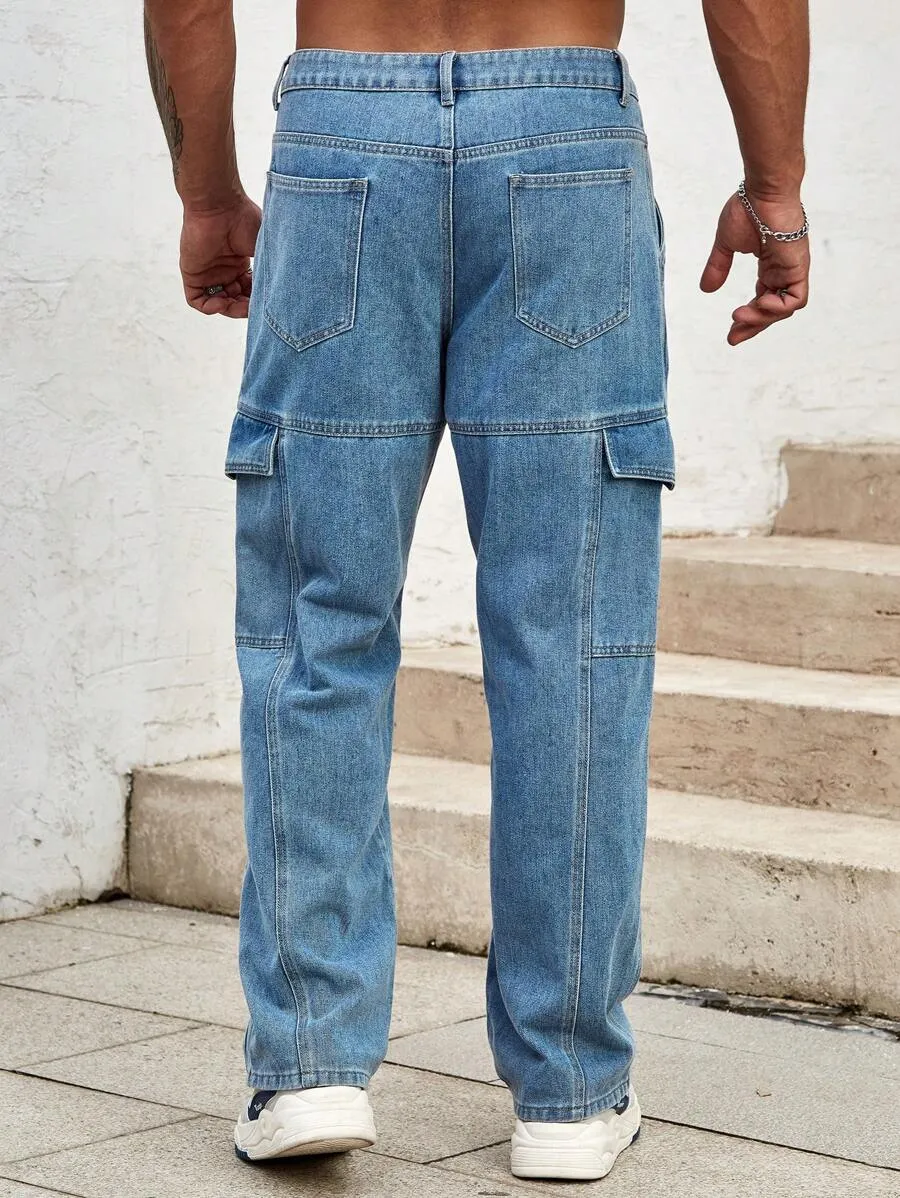 Sky Blue Side Pocket Cargo Jeans – Trendy & Functional