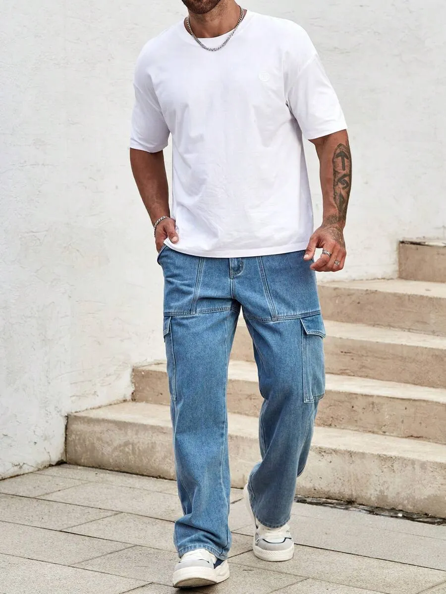 Sky Blue Side Pocket Cargo Jeans – Trendy & Functional