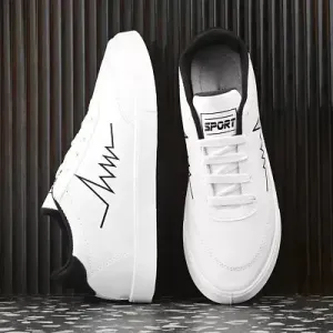 Stylish Light Weight Heart Beat Sports Shoe For Men (White)