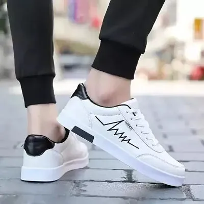 Stylish Light Weight Heart Beat Sports Shoe For Men (White)