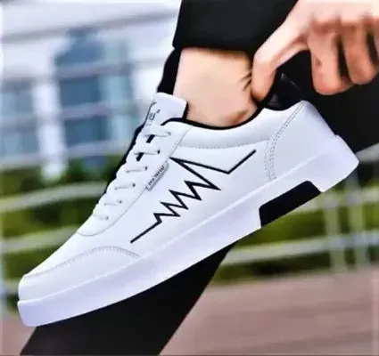 Stylish Light Weight Heart Beat Sports Shoe For Men (White)